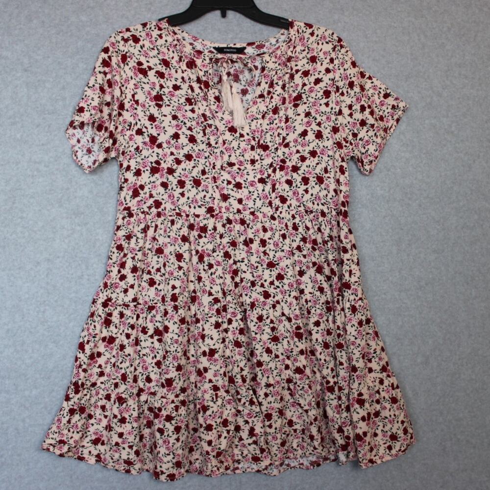 Floral Midi Dress in Red and White